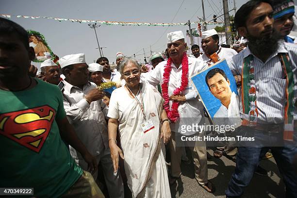 Congress leader Sheila Dikshit during the farmers rally of Congress President Sonia Gandhi to galvanise protests against National Democratic...