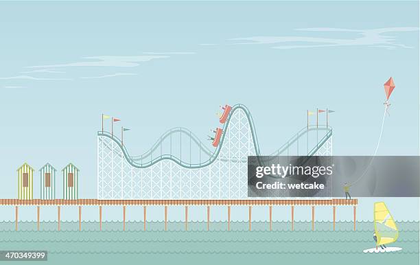 rollercoaster boardwalk - blackpool pier stock illustrations