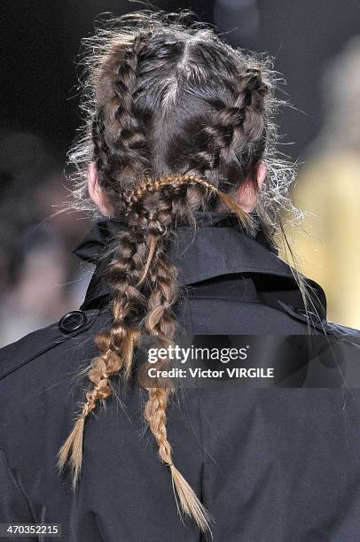 Model walks the runway at the Simone Rocha Ready to Wear Fall/Winter 2014-2015 show at London Fashion Week AW14 at Tate Modern on February 18, 2014...