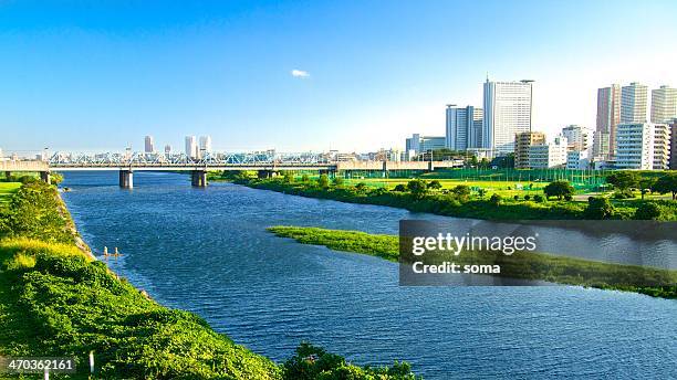 urban river - kawasaki kanagawa prefecture stockfoto's en -beelden