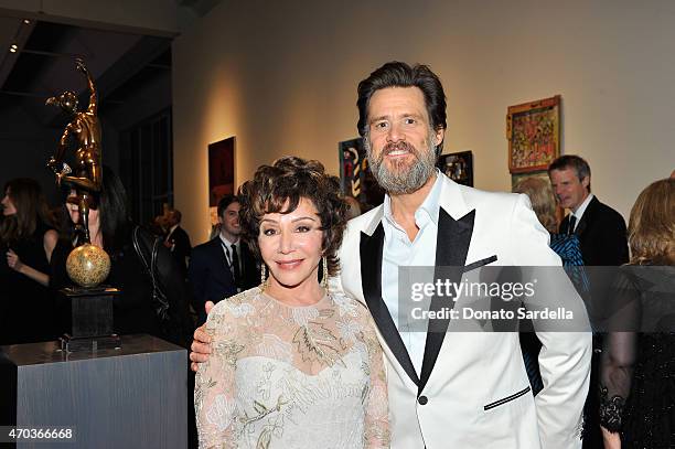 Trustee and 50th Anniversary Gala Co-Chair Lynda Resnick and actor Jim Carrey attend the LACMA 50th Anniversary Gala sponsored by Christies at LACMA...