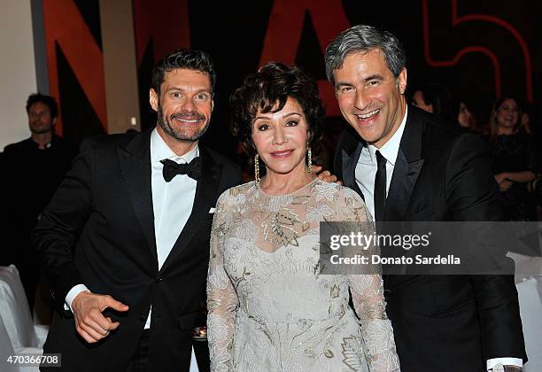 Trustee Ryan Seacrest, LACMA Trustee and 50th Anniversary Gala Co-Chair Lynda Resnick and LACMA Director Michael Govan attend the LACMA 50th...