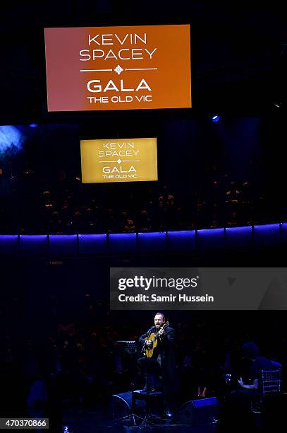 Singer Sting performs at The Old Vic Theatre for a gala celebration in honour of Kevin Spacey as the artistic directors tenure comes to an end on...