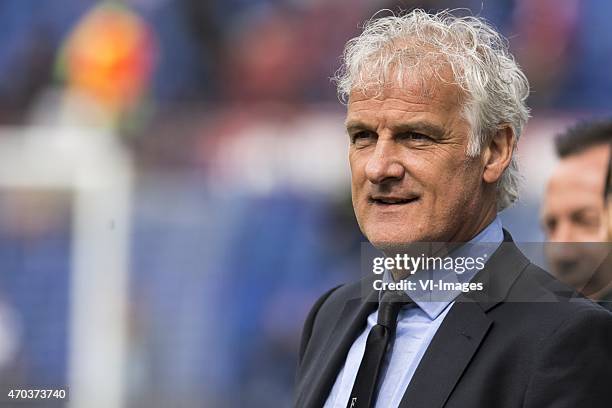 Coach Fred Rutten of Feyenoord during the Dutch Eredivisie match between Feyenoord and Go Ahead Eagles at the Kuip on April 19, 2015 in Rotterdam,...