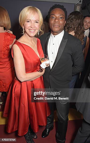 Chief Executive of The Old Vic Sally Greene and Chukwudi Iwuji attend The Old Vic for A Gala Celebration in Honour of Kevin Spacey as the artistic...