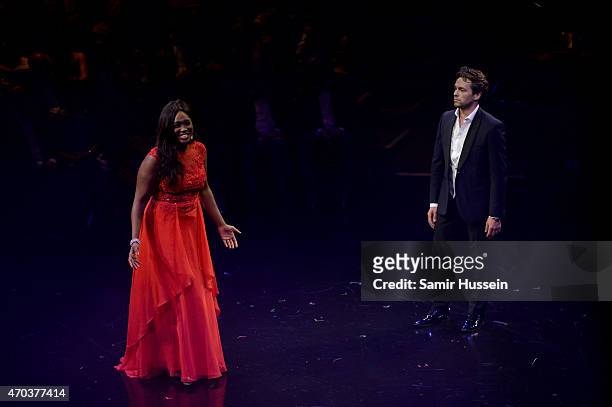 Angel Blue and Julian Ovenden perform at The Old Vic Theatre for a gala celebration in honour of Kevin Spacey as the artistic directors tenure comes...