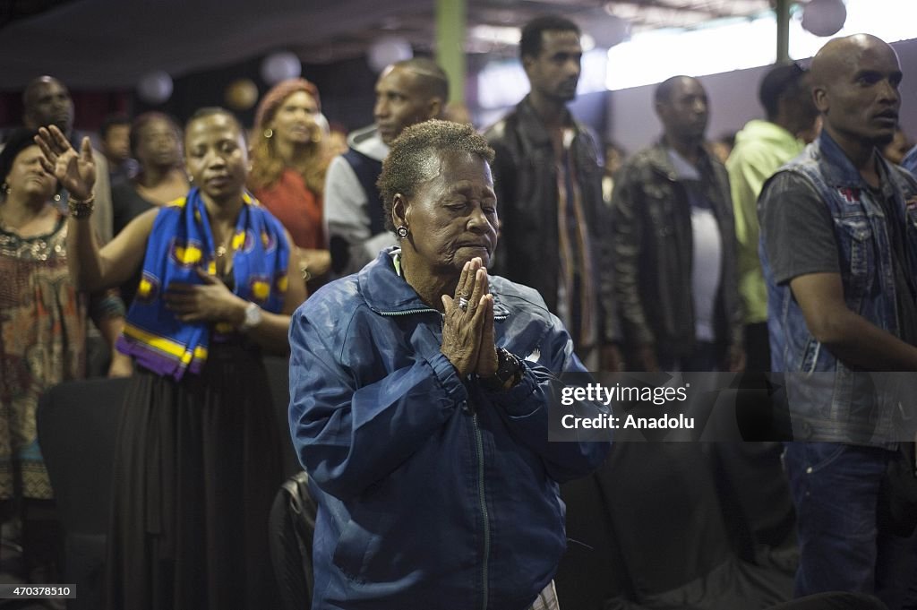 South Africans pray against anti-migrant violence in Johannesburg