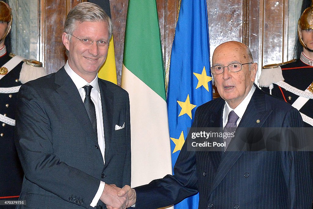 The Belgian Royal Family Meet Italian President Giorgio Napolitano