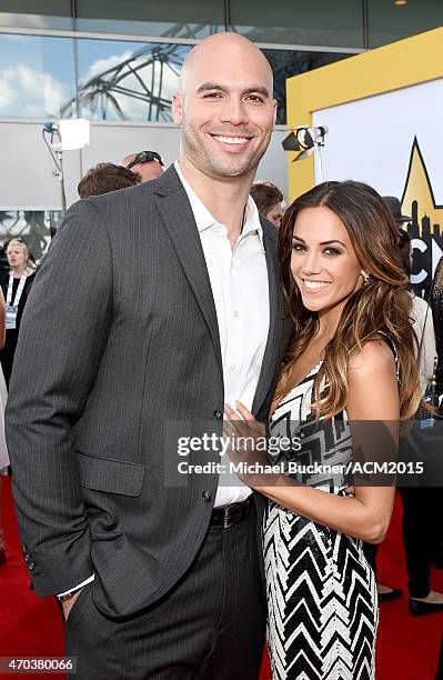 Professional football player Mike Caussin and actress/singer Jana Kramer attend the 50th Academy of Country Music Awards at AT&T Stadium on April 19,...