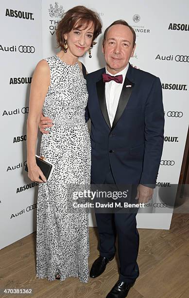 Haydn Gwynne and Kevin Spacey arrive at Ham Yard Hotel for the After Party of The Old Vic's A Gala Celebration in Honour of Kevin Spacey on April 19,...