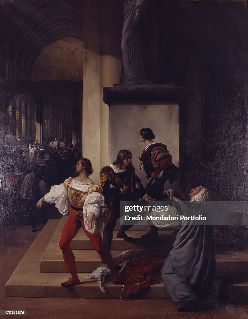 "The conspiracy of Lampugnani also known as Cola Montano (La congiura dei Lampugnani anche detta di Cola Montano), by Francesco Hayez, 1826, 19th century, oil on canvas, 149 x 117 cm."