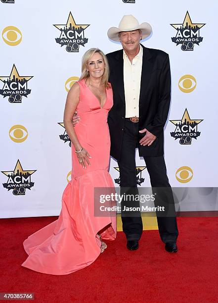 Denise Jackson and singer Alan Jackson attend the 50th Academy of Country Music Awards at AT&T Stadium on April 19, 2015 in Arlington, Texas.