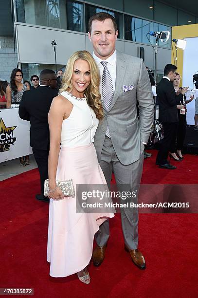 Michelle Witten and Jason Witten of the Dallas Cowboys attend the 50th Academy of Country Music Awards at AT&T Stadium on April 19, 2015 in...