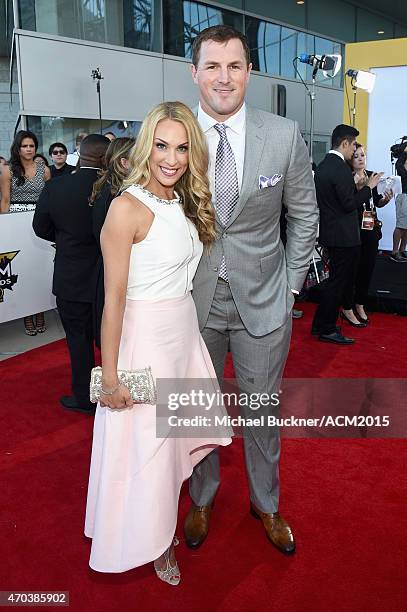 Michelle Witten and Jason Witten of the Dallas Cowboys attend the 50th Academy of Country Music Awards at AT&T Stadium on April 19, 2015 in...