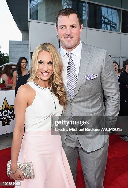 Michelle Witten and Jason Witten of the Dallas Cowboys attend the 50th Academy of Country Music Awards at AT&T Stadium on April 19, 2015 in...
