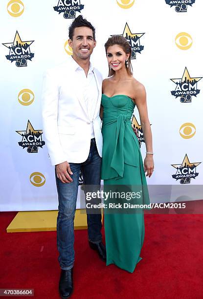 Singer Jake Owen and Lacey Owen attend the 50th Academy of Country Music Awards at AT&T Stadium on April 19, 2015 in Arlington, Texas.