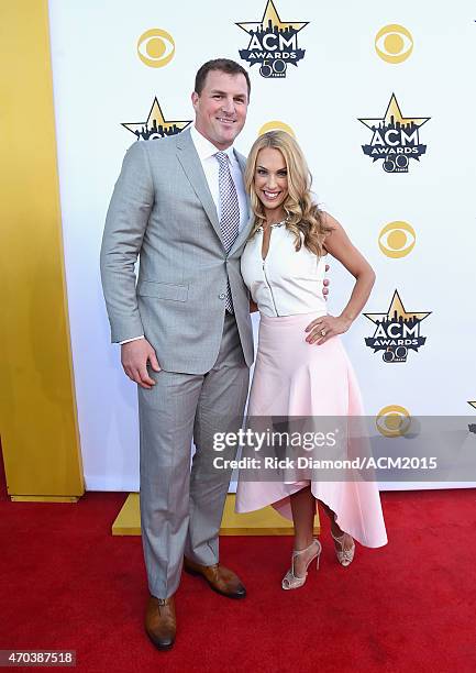 Player Jason Witten and Michelle Witten attend the 50th Academy Of Country Music Awards at AT&T Stadium on April 19, 2015 in Arlington, Texas.