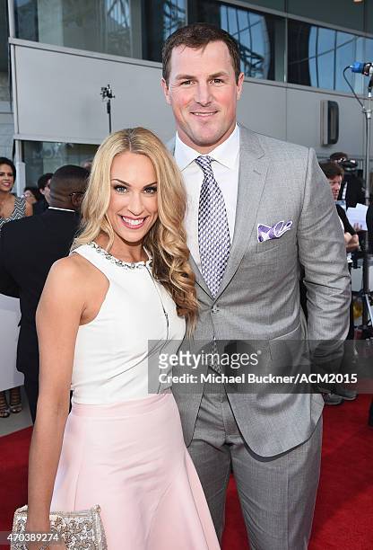 Michelle Witten and Jason Witten of the Dallas Cowboys attend the 50th Academy Of Country Music Awards at AT&T Stadium on April 19, 2015 in...