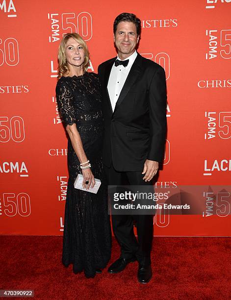 Director Steven Levitan and Krista Levitan arrive at LACMA's 50th Anniversary Gala at LACMA on April 18, 2015 in Los Angeles, California.