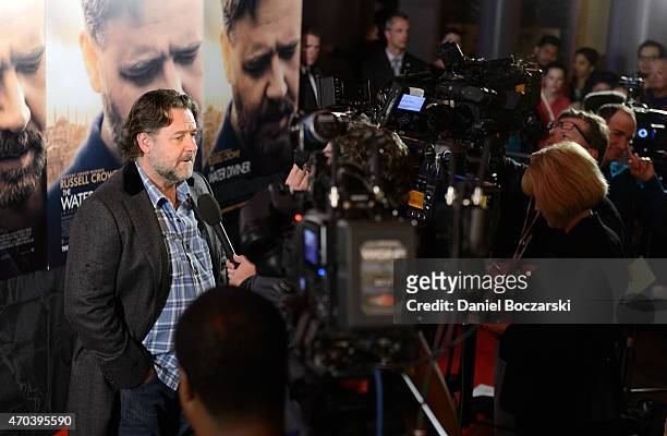 Russell Crowe attends a screening of "The Water Diviner" at Kerasotes Showplace ICON on April 19, 2015 in Chicago, Illinois.