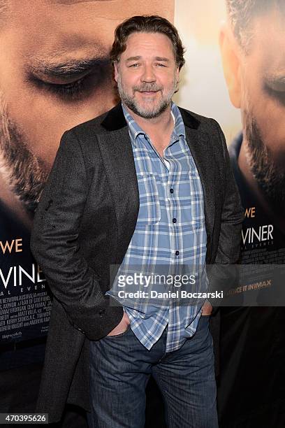 Russell Crowe attends a screening of "The Water Diviner" at Kerasotes Showplace ICON on April 19, 2015 in Chicago, Illinois.
