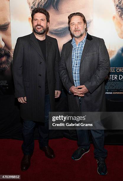Producer Keith Rodger and Russell Crowe attend a screening of 'The Water Diviner' at Kerasotes Showplace ICON on April 19, 2015 in Chicago, Illinois.