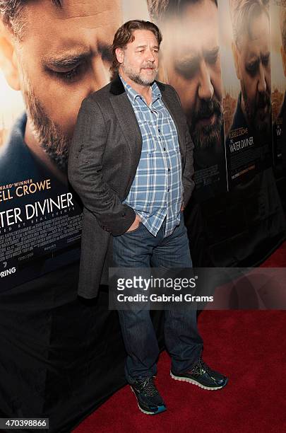 Russell Crowe attends a screening of 'The Water Diviner' at Kerasotes Showplace ICON on April 19, 2015 in Chicago, Illinois.