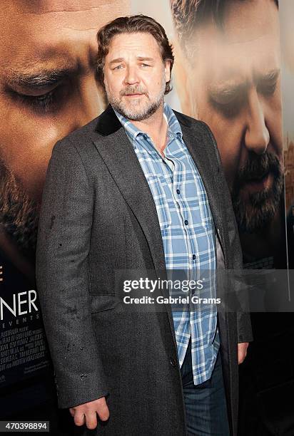 Russell Crowe attends a screening of 'The Water Diviner' at Kerasotes Showplace ICON on April 19, 2015 in Chicago, Illinois.