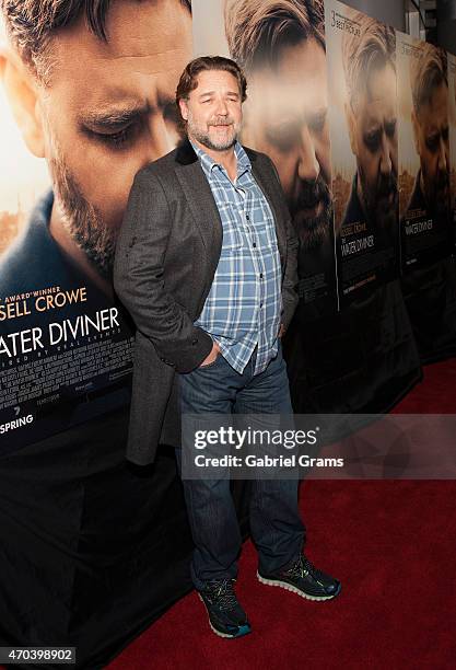 Russell Crowe attends a screening of 'The Water Diviner' at Kerasotes Showplace ICON on April 19, 2015 in Chicago, Illinois.