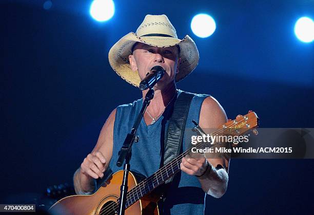 Honoree Kenny Chesney performs onstage during the 50th Academy of Country Music Awards at AT&T Stadium on April 19, 2015 in Arlington, Texas.