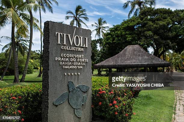 View of the entrance of Tivoli Ecoresort Praia do Forte in Praia do Forte, about 80 km north from Salvador in Bahia state, which will host Croatia's...
