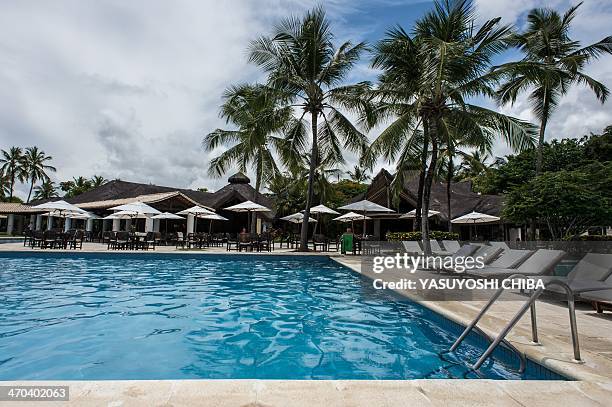 View of a pool at the Tivoli Ecoresort Praia do Forte in Praia do Forte, about 80 km north from Salvador in Bahia state, which will host Croatia's...