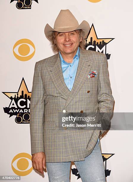 Musician Dwight Yoakam poses in the press room at the 50th Academy of Country Music Awards at AT&T Stadium on April 19, 2015 in Arlington, Texas.