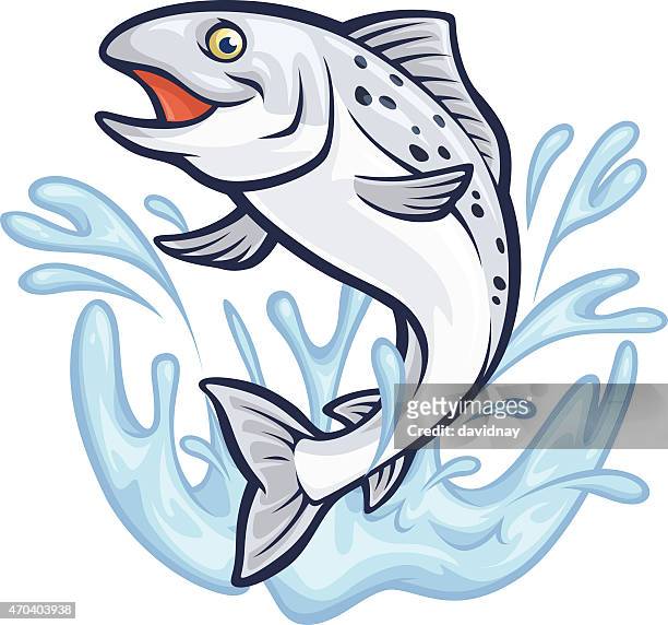 splashin'lachs - meeresfisch stock-grafiken, -clipart, -cartoons und -symbole