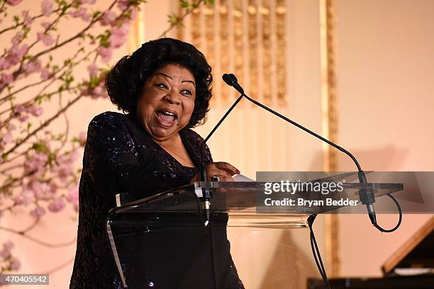 Opera Singer Martina Arroyo speaks ontage at the 10th Annual Opera News Awards at The Plaza Hotel on April 19, 2015 in New York City.