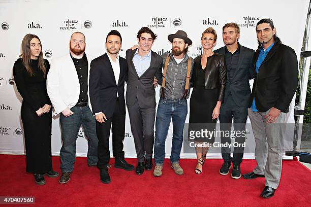 Actors Clint Hedgepeth,Sergio Figueroa, RJ Mitte, Brad Carter, Faith Hill, Chris Zylka and Pedro Anaya Perez attend the "Dixieland" Premiere during...