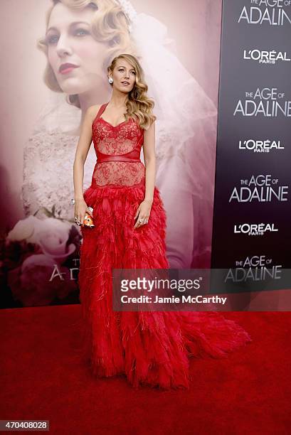 Blake Lively attends "The Age of Adaline" premiere at AMC Loews Lincoln Square 13 theater on April 19, 2015 in New York City.