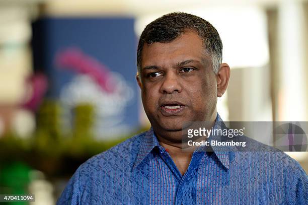 Tony Fernandes, group chief executive officer of AirAsia Bhd., speaks during a Bloomberg Television interview at the World Economic Forum on East...