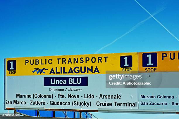 alilaguna waterbus sign - venice airport stock pictures, royalty-free photos & images