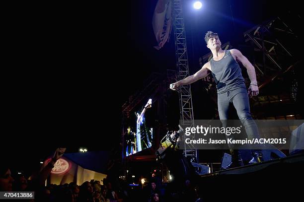 Recording artist Dan Smyers of music group Dan + Shay performs onstage during the 50th Academy of Country Music Awards All Star Jam at AT&T Stadium...