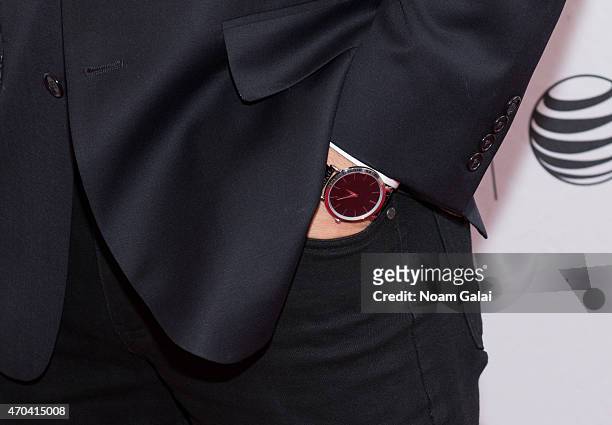 Actor Sergio Figueroa, watch detail, attends the Dixieland premiere during the 2015 Tribeca Film Festival at SVA Theater 1 on April 19, 2015 in New...