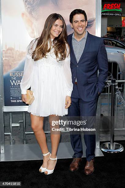 Lorenza Izzo and Eli Roth attend the premiere of 'The Water Diviner' at TCL Chinese Theatre on April 16, 2015 in Hollywood, California.