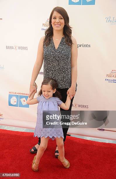 Actress Marla Sokoloff and daughter Elliotte Anne Puro arrive at the Milk + Bookies 6th Annual Story Time Celebration at Skirball Cultural Center on...