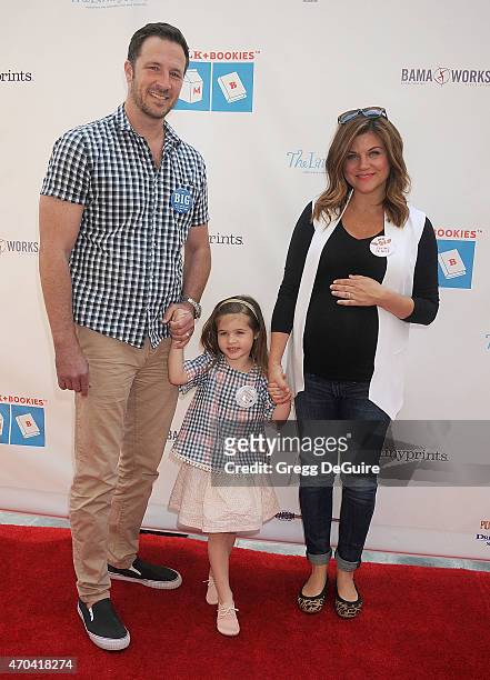 Actress Tiffani Thiessen, husband Brady Smith and daughter Harper Renn Smith arrive at the Milk + Bookies 6th Annual Story Time Celebration at...