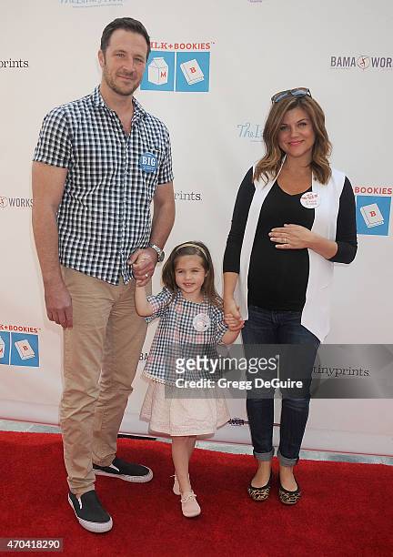 Actress Tiffani Thiessen, husband Brady Smith and daughter Harper Renn Smith arrive at the Milk + Bookies 6th Annual Story Time Celebration at...