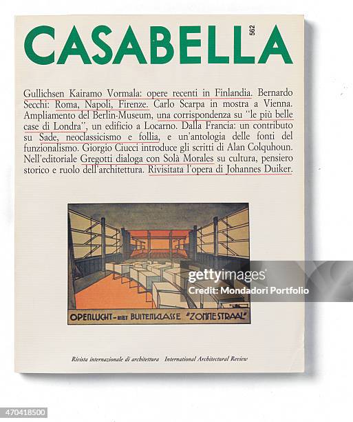 "Cover of Casabella, N. 562, November 1989, 20th Century, graphic, 31 x 28 cm Italy, Lombardy, Milan, Arnoldo Mondadori Editore. Whole artwork view....