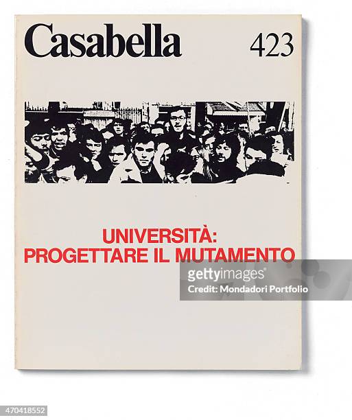 "Cover of Casabella, N. 423, March 1977, 20th Century, graphic, 31 x 24,5 cm Italy, Lombardy, Milan, Arnoldo Mondadori Editore. Whole artwork view....