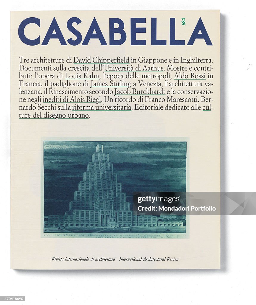 "Cover of Casabella, N. 584, November 1991, 20th Century, graphic, 31 x 28 cm"