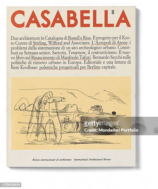 "Cover of Casabella, N. 585, December 1991, 20th Century, graphic, 31 x 28 cm Italy, Lombardy, Milan, Arnoldo Mondadori Editore. Whole artwork view....