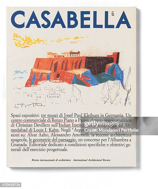 "Cover of Casabella, N. 571, September 1990, 20th Century, graphic, 31 x 28 cm Italy, Lombardy, Milan, Arnoldo Mondadori Editore. Whole artwork view....